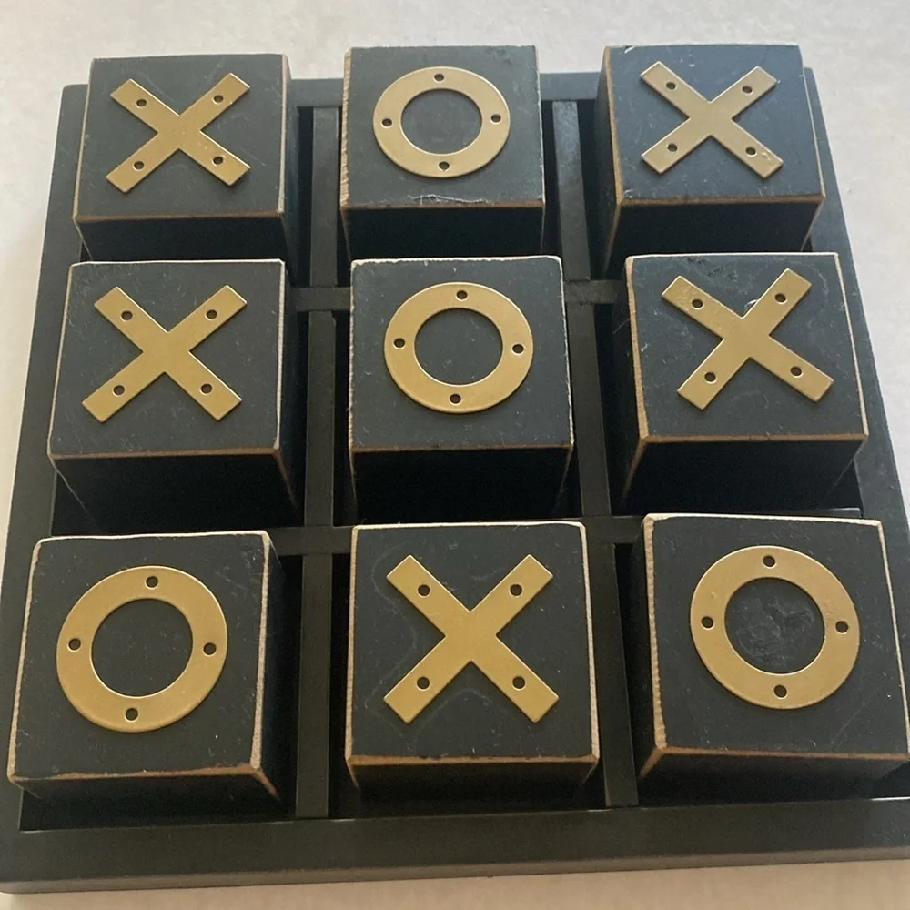 TIC TAC TOE Big Wooden Game Set 9.75” x 9.75” x 2.5”